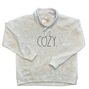 Rae Dunn gray super soft “COZY” pullover lightweight cowl neck sweatshirt NWT S